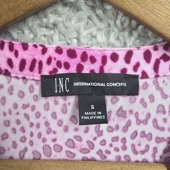 INC International Concepts Top Womens S Pink Animal Print Lace-Up Party Clubwear - Picture 5 of 12